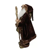 24'' Gold and Brown Standing Santa Claus Christmas Figurine with Staff