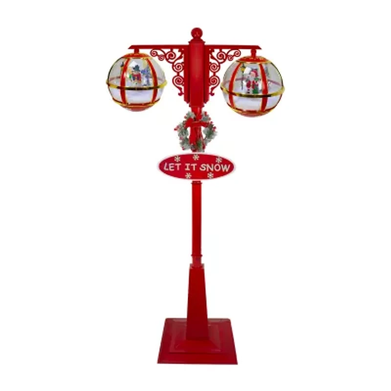 74'' Lighted Red and Gold Musical Double Christmas Street Lamp