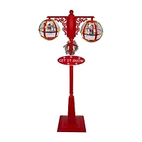 74'' Lighted Red and Gold Musical Double Christmas Street Lamp