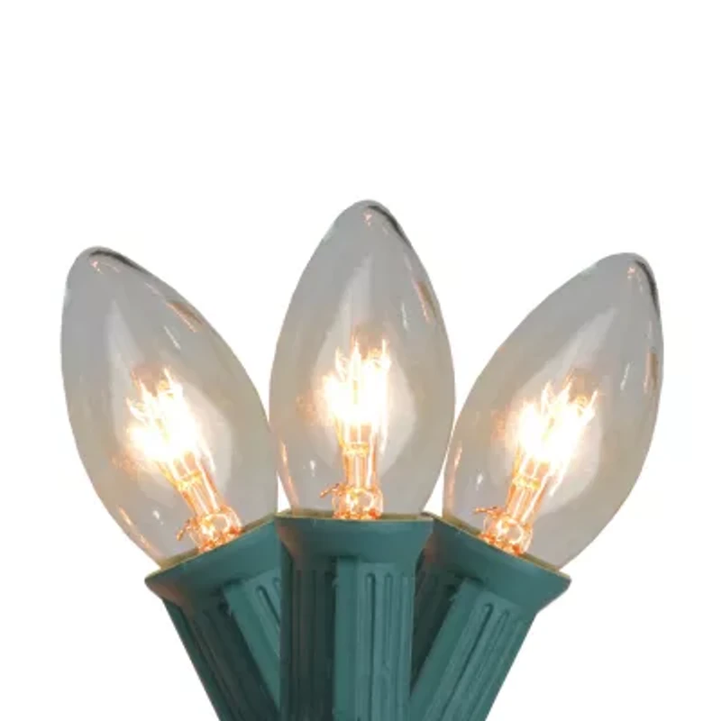 25-Count Clear Transparent C9 Twinkle Christmas Lights - 24 ft Green Wire