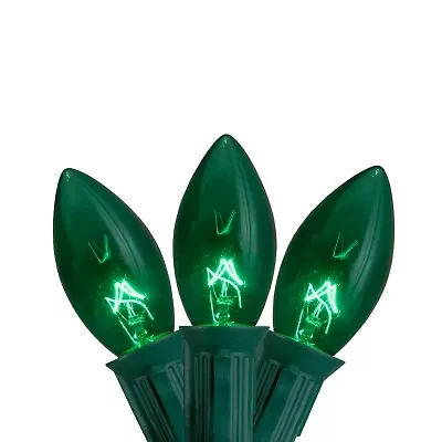 25-Count Green Transparent C9 Christmas Light Set  25ft Green Wire