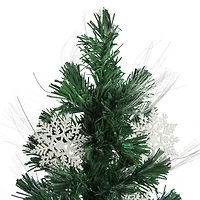 3' Pre-Lit Fiber Optic Artificial Christmas Tree with White Snowflakes - Multi-Color Lights