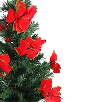 4' Pre-Lit Poinsettias Artificial Christmas Tree - Multicolor Lights