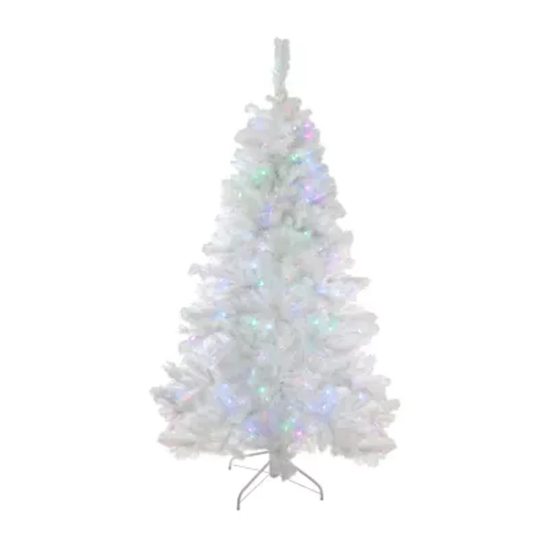 6.5' Pre-Lit White Medium Iridescent Pine Artificial Christmas Tree - Multi Function LED Lights