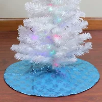 20'' Blue Sequin Snowflake Pattern Mini Christmas Tree Skirt
