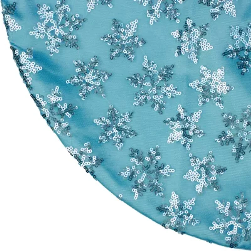 20'' Blue Sequin Snowflake Pattern Mini Christmas Tree Skirt