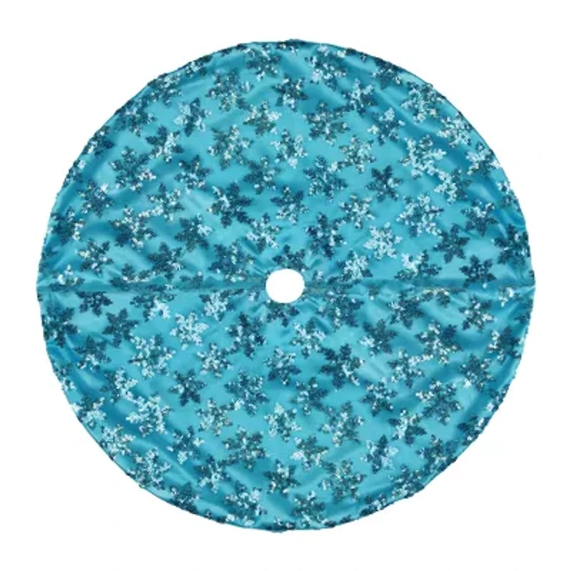 20'' Blue Sequin Snowflake Pattern Mini Christmas Tree Skirt