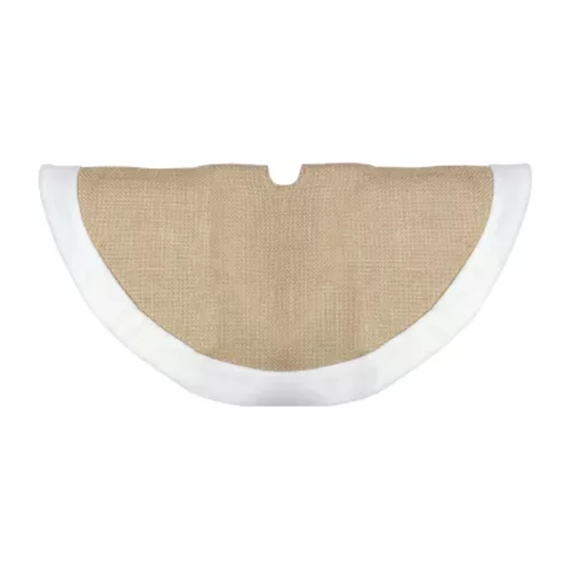 20'' Beige Burlap Mini Christmas Tree Skirt with Fleece Border