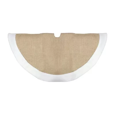 20'' Beige Burlap Mini Christmas Tree Skirt with Fleece Border