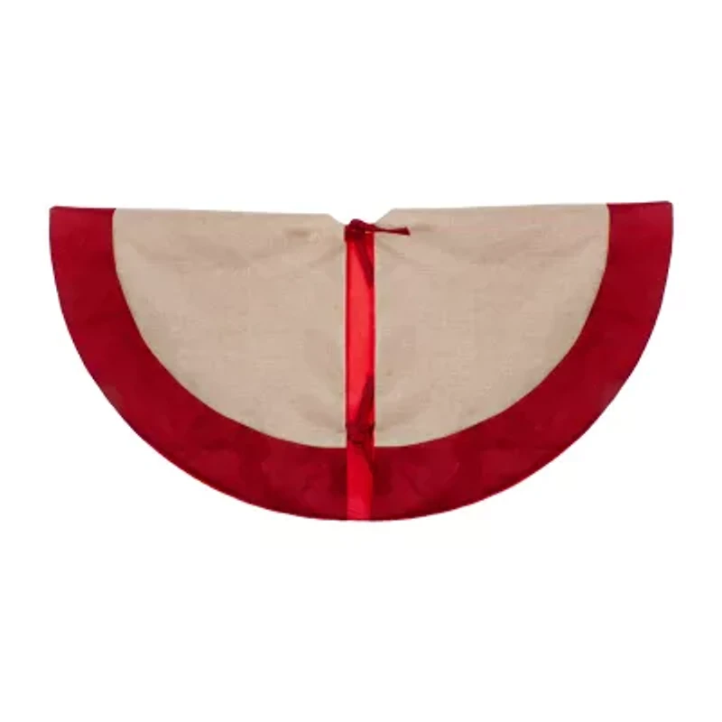 36'' Burlap Santa Claus in Sleigh Embroidered Christmas Tree Skirt