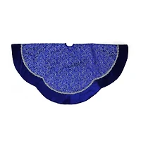 48'' Royal Blue and Silver Swirl Christmas Tree Skirt with Scalloped Trim