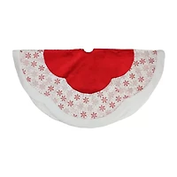 48'' Red and White Glitter Snowflake Scallop Christmas Tree Skirt
