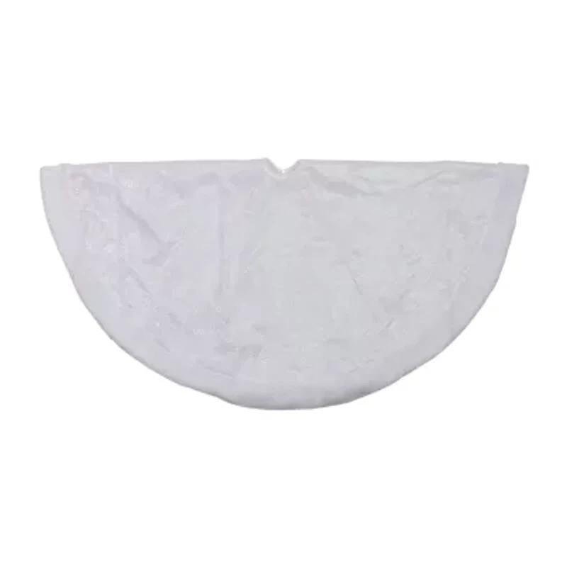 48'' White Iridescent Glitter Snowflake Christmas Tree Skirt