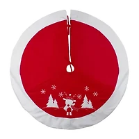 48'' Red and White Winter Reindeer Embroidered Christmas Tree Skirt