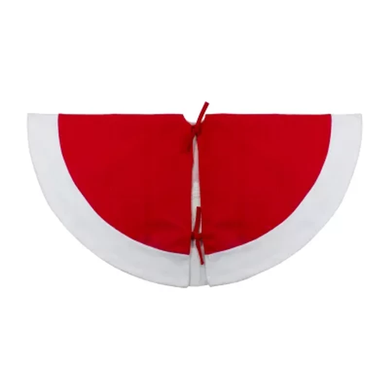 48'' Red and White Winter Reindeer Embroidered Christmas Tree Skirt