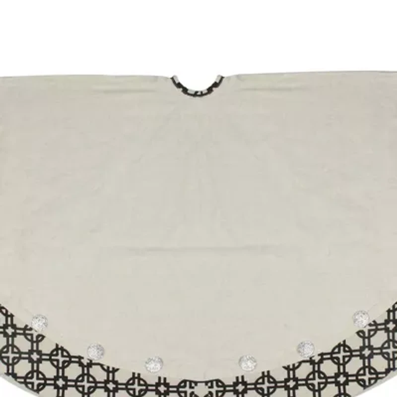54'' Black and White Rhinestone Christmas Tree Skirt