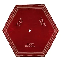 56'' Red and White 'Happy Holidays' Christmas Tree Skirt with Striped Trim