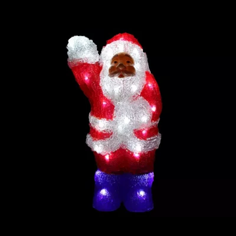 14'' Lighted Commercial Grade Acrylic Waving Santa Claus Christmas Outdoor Decoration