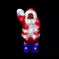 14'' Lighted Commercial Grade Acrylic Waving Santa Claus Christmas Outdoor Decoration
