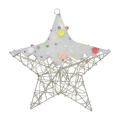17'' Lighted Champagne Gold Candy Covered Star Christmas Window Decoration