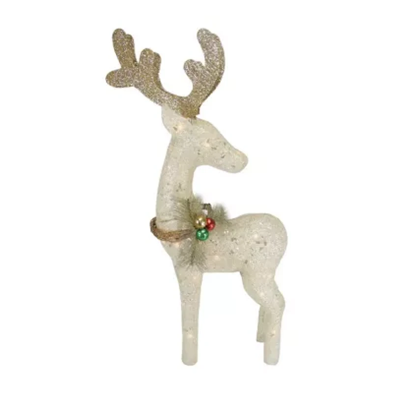 37.5'' Lighted White and Gold Reindeer Outdoor Christmas Decoration