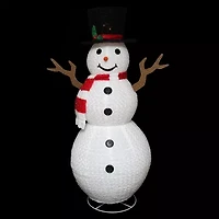 6' Pre-Lit Chenille Swirl Large Snowman with Top Hat Christmas Outdoor Decoration