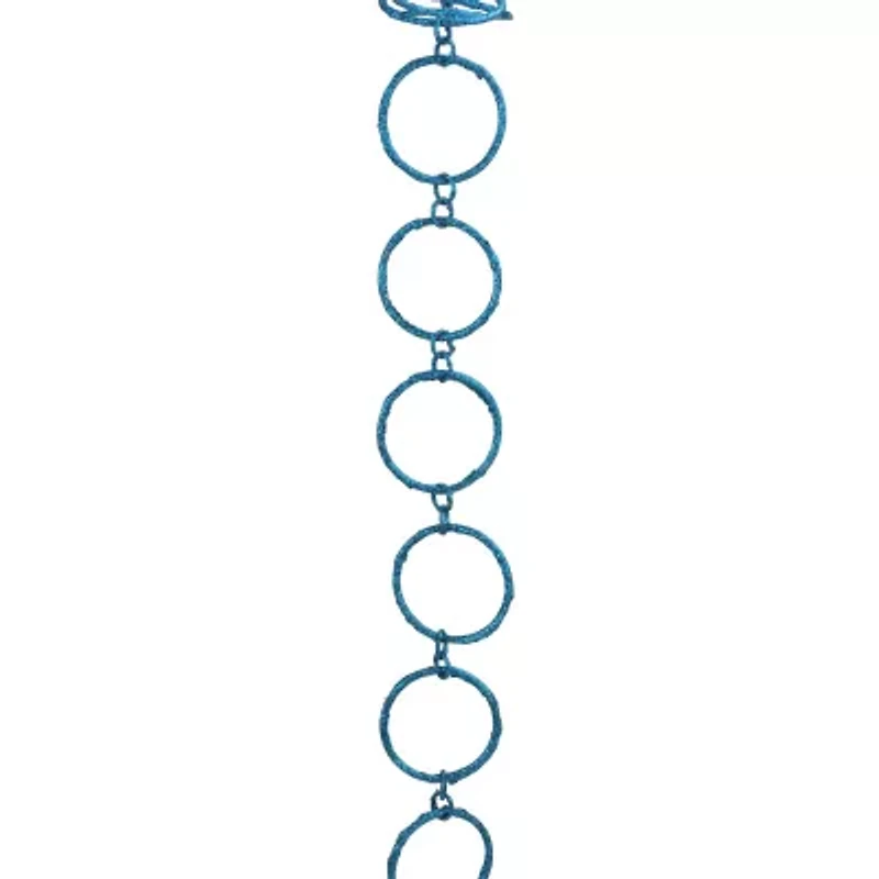 5' x 1.75'' Turquoise Peacock Blue Round Chain Christmas Garland - Unlit