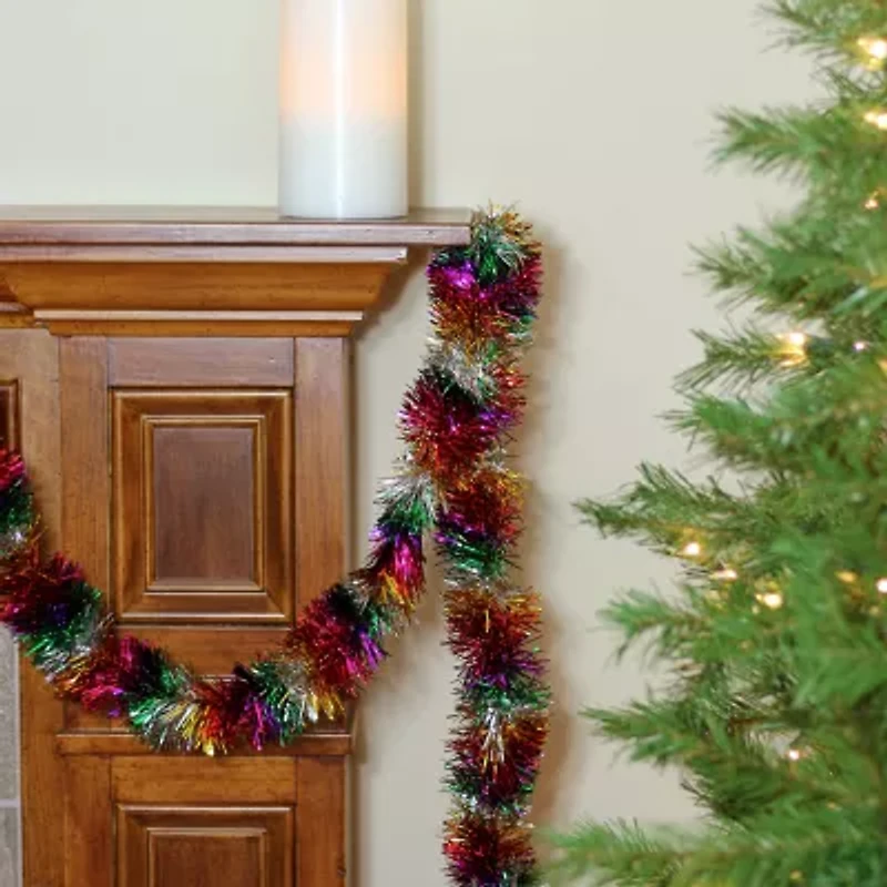 50' x 3'' Silver Tinsel Rainbow Artificial Christmas Garland - Unlit