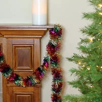 50' x 3'' Silver Tinsel Rainbow Artificial Christmas Garland - Unlit
