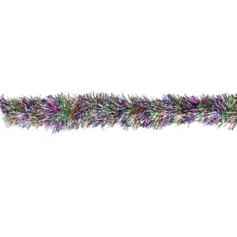 50' x 3'' Silver Tinsel Rainbow Artificial Christmas Garland - Unlit