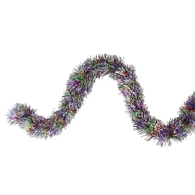 50' x 3'' Silver Tinsel Rainbow Artificial Christmas Garland - Unlit