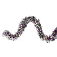 50' x 3'' Silver Tinsel Rainbow Artificial Christmas Garland - Unlit
