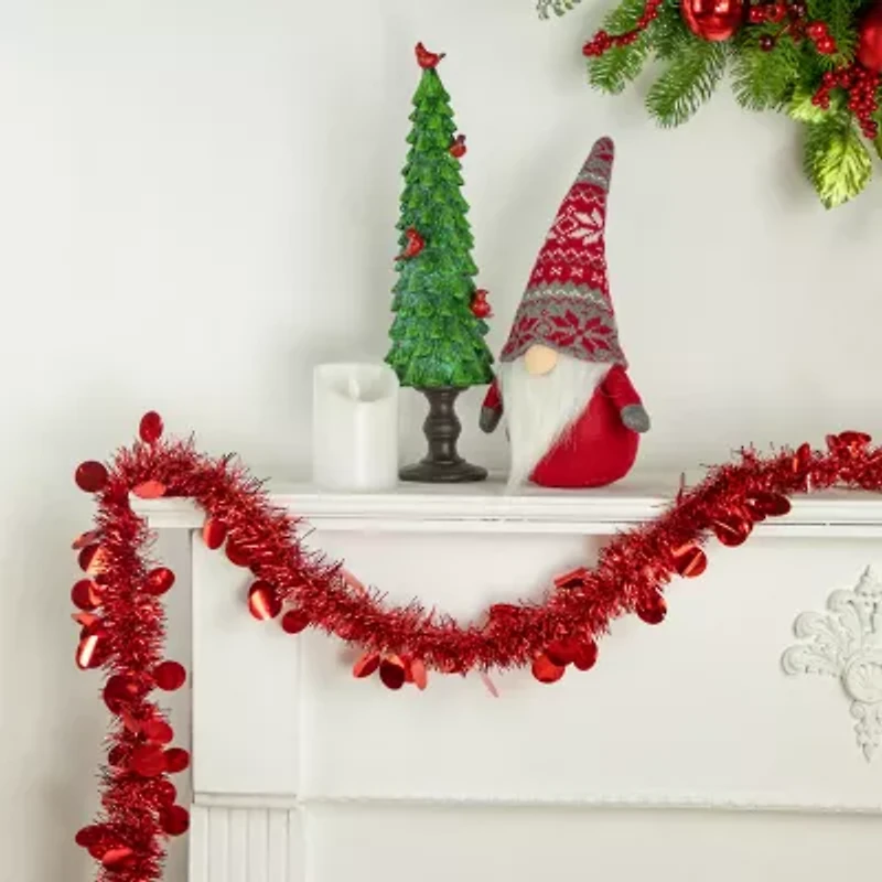 50' x 2.5'' Red Tinsel Christmas Garland with Polka Dots - Unlit