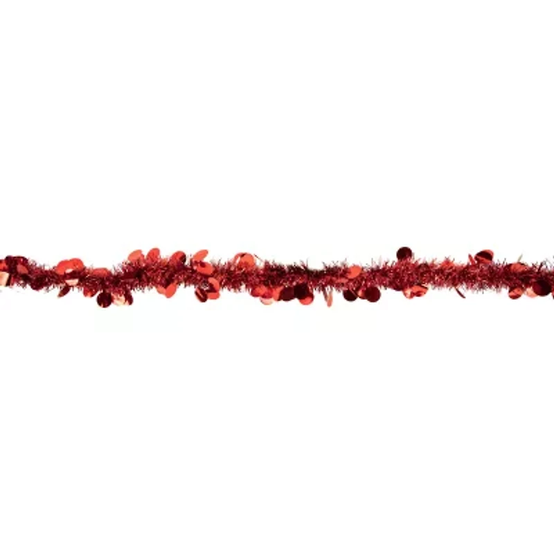 50' x 2.5'' Red Tinsel Christmas Garland with Polka Dots - Unlit
