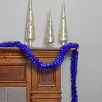 50' Shiny Lavish Blue Christmas and Hanukkah Foil Tinsel Garland - Unlit