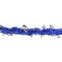 50' Lavish Blue and Silver Snowflakes Christmas Tinsel Garland - Unlit