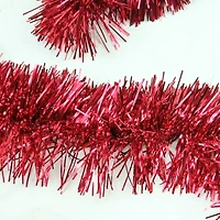 50' Traditional Shiny Red 6 Ply Christmas Foil Tinsel Garland - Unlit