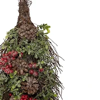 28'' Glittered Pine Cone and Berry Artificial Teardrop Christmas Swag - Unlit