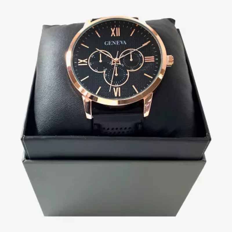Geneva Mens Black Strap Watch Mac5173jc