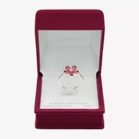 Sparkle Allure Womens Pink Crystal Pure Silver Over Brass Flower Cocktail Ring