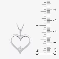 Womens 1/ CT. T.W. Lab Grown White Diamond Sterling Silver Heart Inch Pendant Necklace