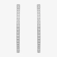 Womens 1/2 CT. T.W. Lab Grown White Diamond Sterling Silver 26.5mm Hoop Earrings