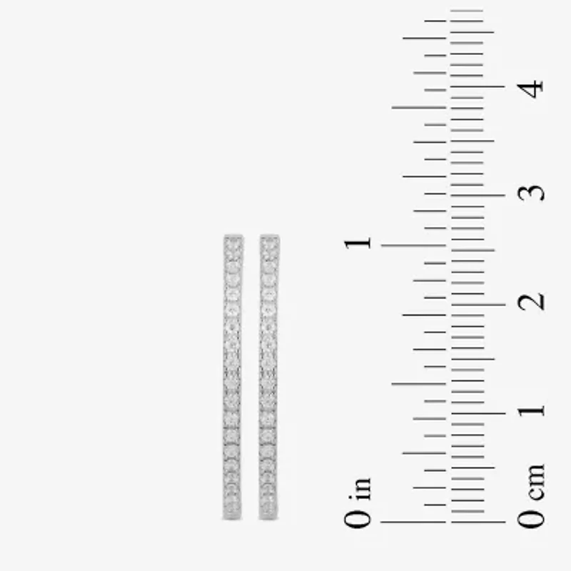 Womens 1/2 CT. T.W. Lab Grown White Diamond Sterling Silver 26.5mm Hoop Earrings