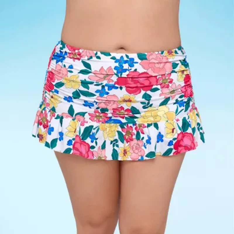 Liz Claiborne Womens Floral Plus Swim Skirt