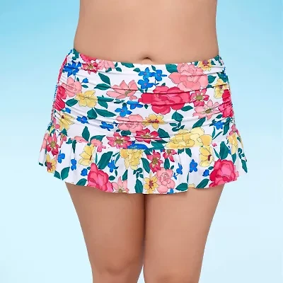 Liz Claiborne Womens Floral Plus Swim Skirt