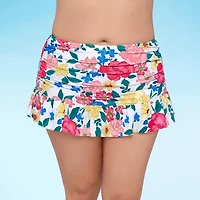 Liz Claiborne Womens Floral Plus Swim Skirt