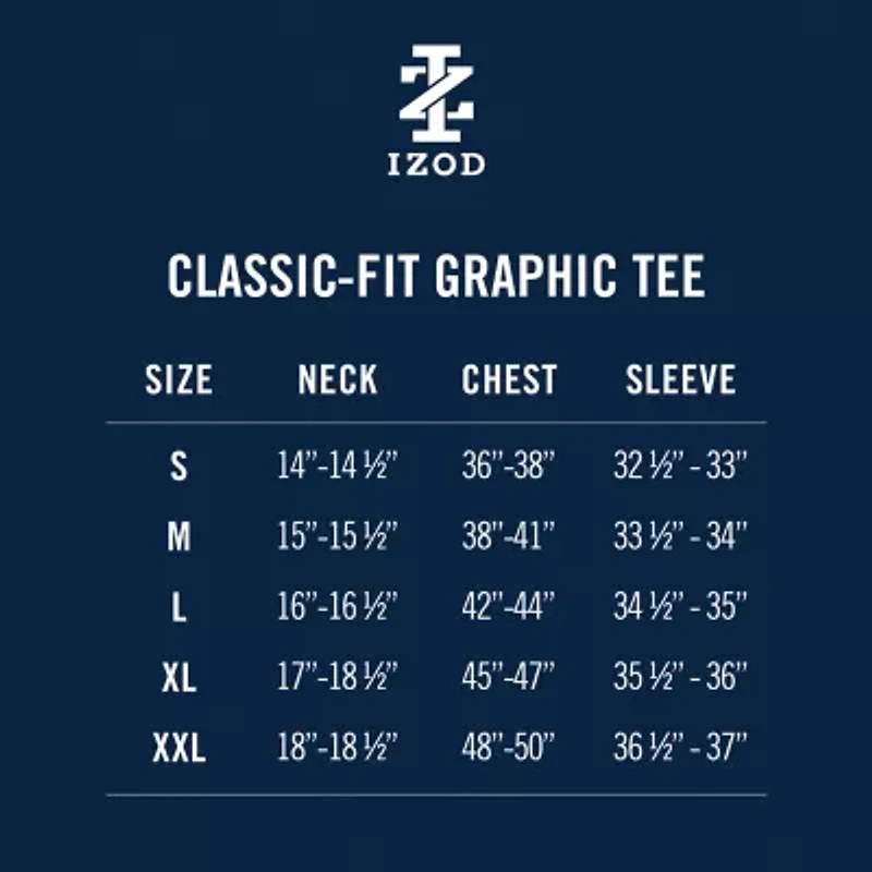 IZOD Saltwater Soft Wash Mens Crew Neck Short Sleeve Classic Fit Graphic T-Shirt