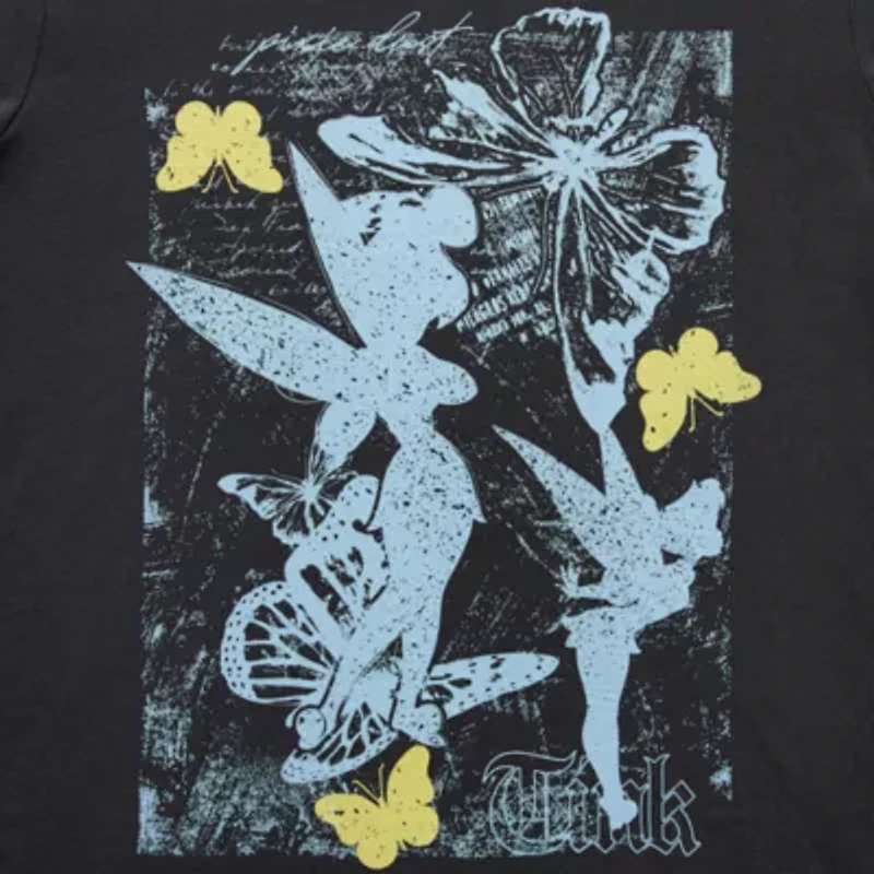 Tinker Bell Boyfriend Womens Crew Neck Short Sleeve Loose Fit Juniors Graphic T-Shirt