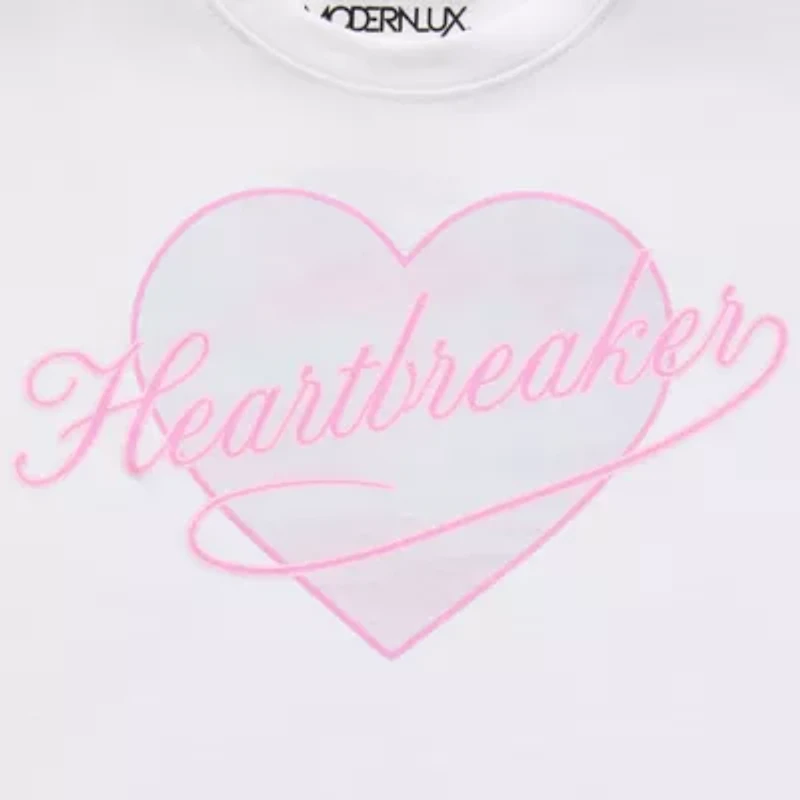 Jerry Leigh Heartbreaker Baby Tee Womens Crew Neck Short Sleeve Loose Fit Juniors Graphic T-Shirt