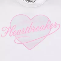 Jerry Leigh Heartbreaker Baby Tee Womens Crew Neck Short Sleeve Loose Fit Juniors Graphic T-Shirt